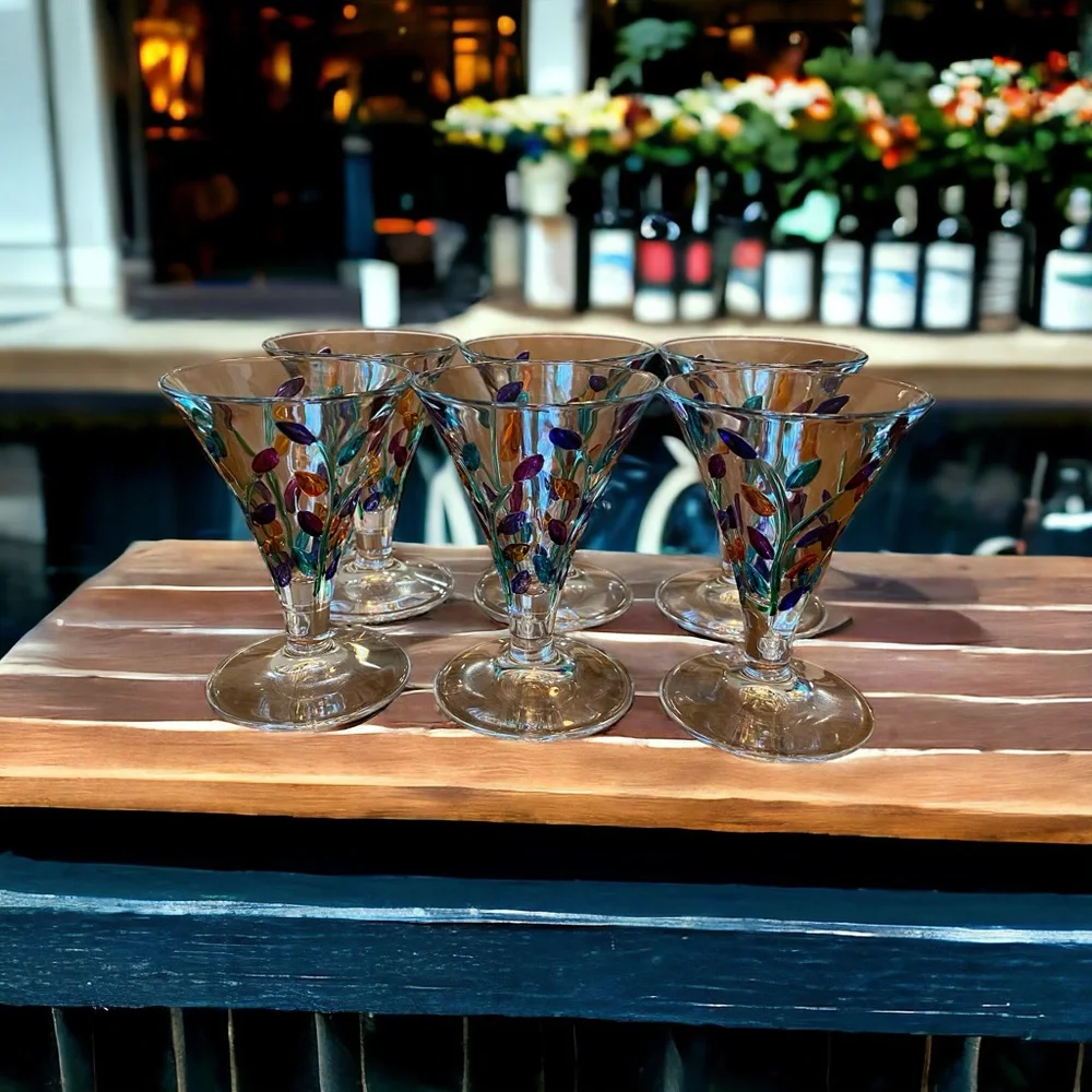 Set of 6 Laurus liquor glasses - hand painted Italian glass - Picture 5 of 6